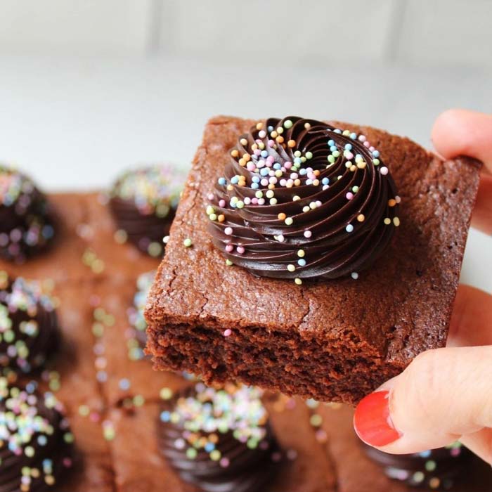 brownies and chocolate cake decoration and presentation