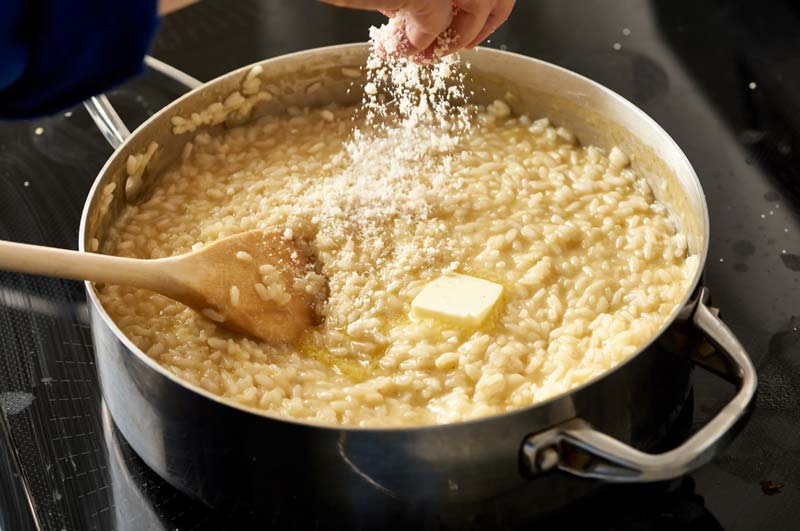 cooking the risotto