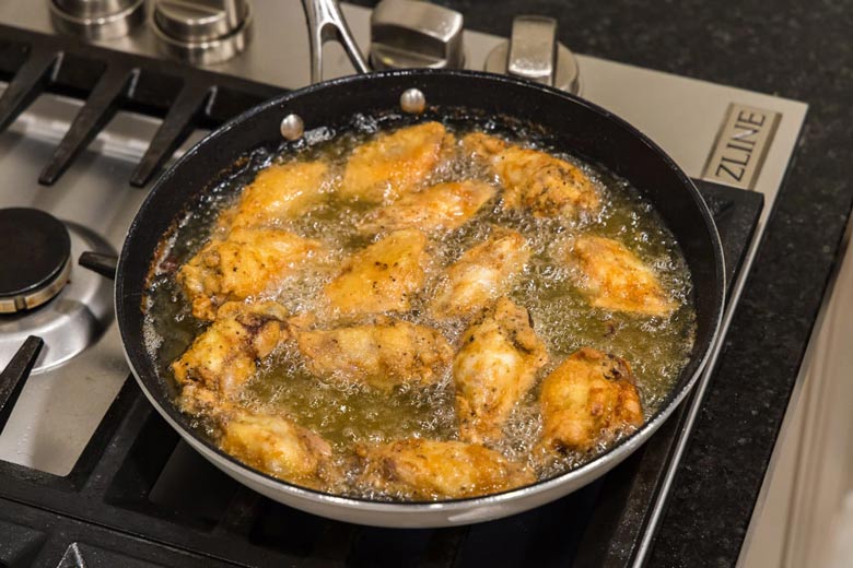 fry the chicken wings in oil