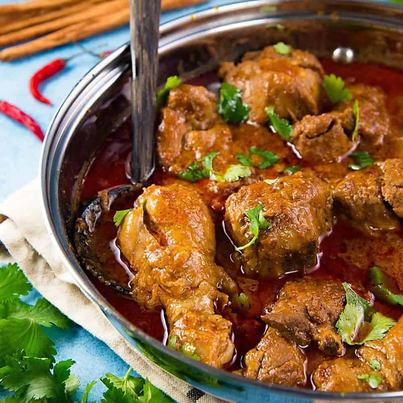 preparing the chicken curry