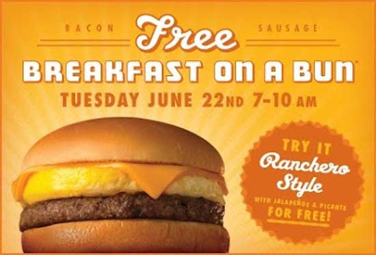 Breakfast on a Bun offer from Whataburger