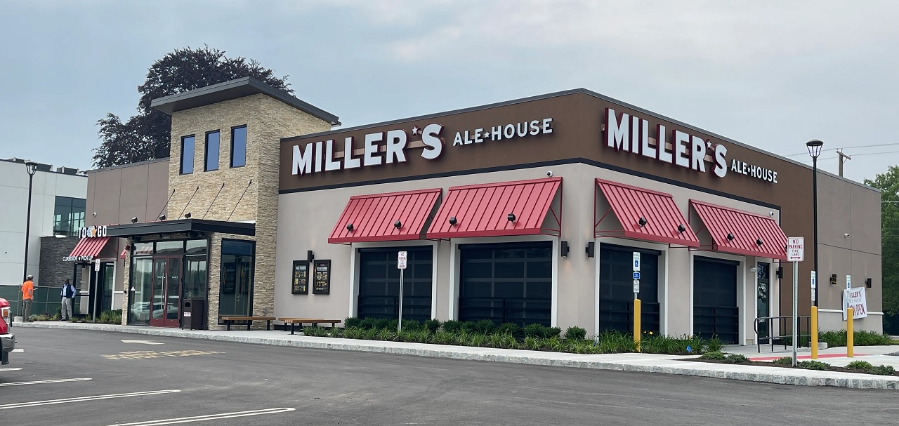 Exterior view of Miller’s Ale House showcasing the restaurant, perfect spot to explore the Miller’s Ale House Menu options for a great dining experience.